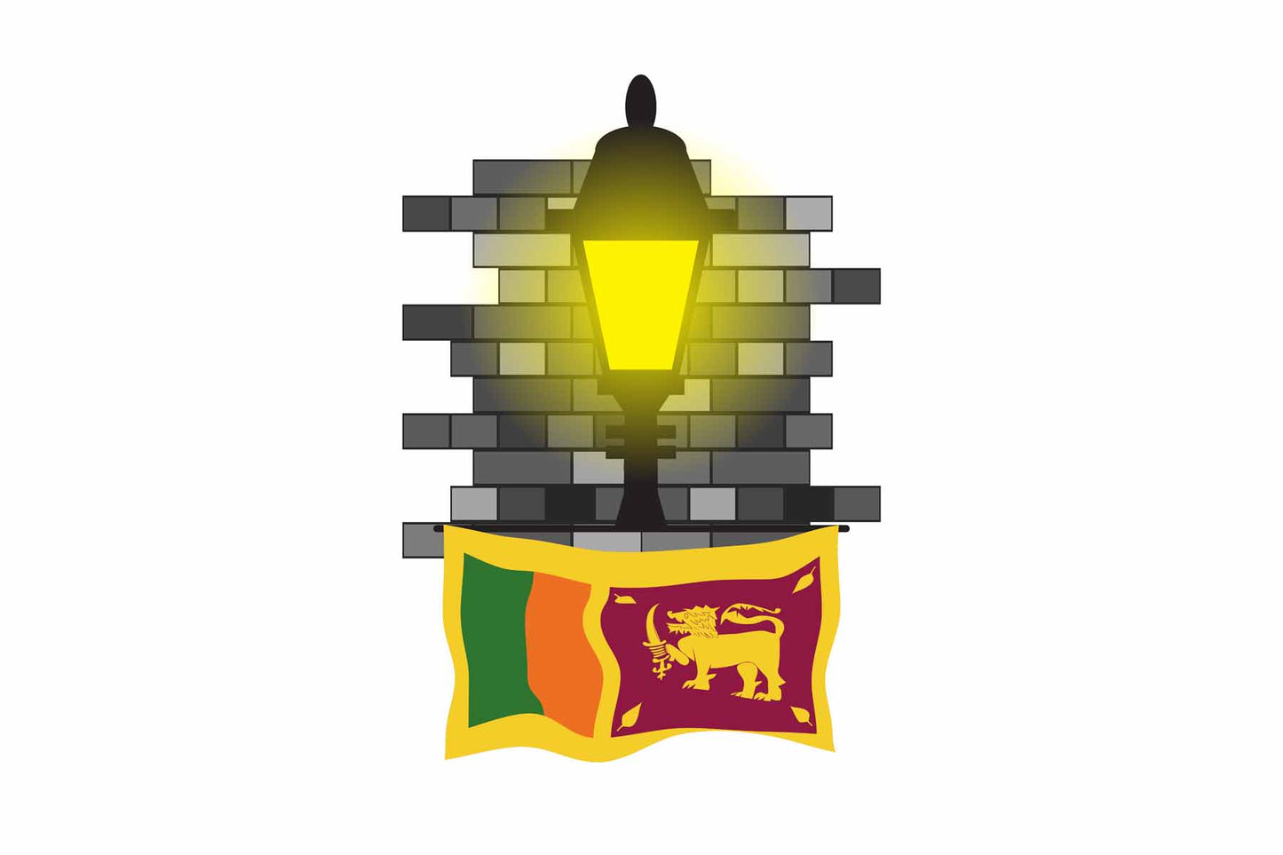 Sri Lanka World Street Lamp Bricks Dark Night Vector Illustrations | Moonlit Urban Landscape Collection