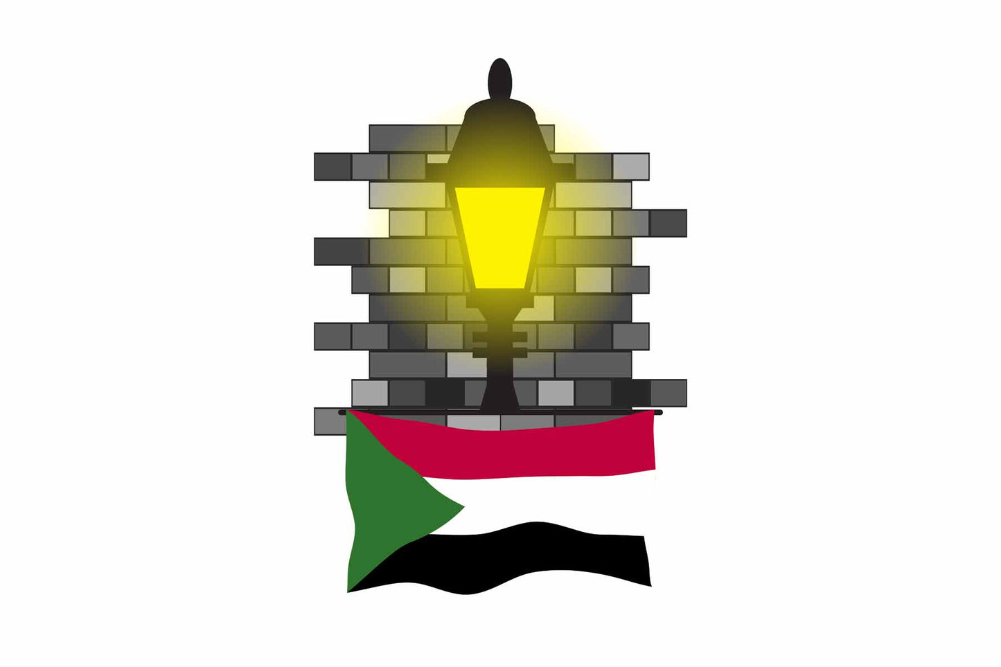 Sudan World Street Lamp Bricks Dark Night Vector Illustrations | Moonlit Urban Landscape Collection