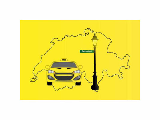 Switzerland World Yellow Taxi Vector Illustrations | Iconic Taxi & Urban Transportation Collection