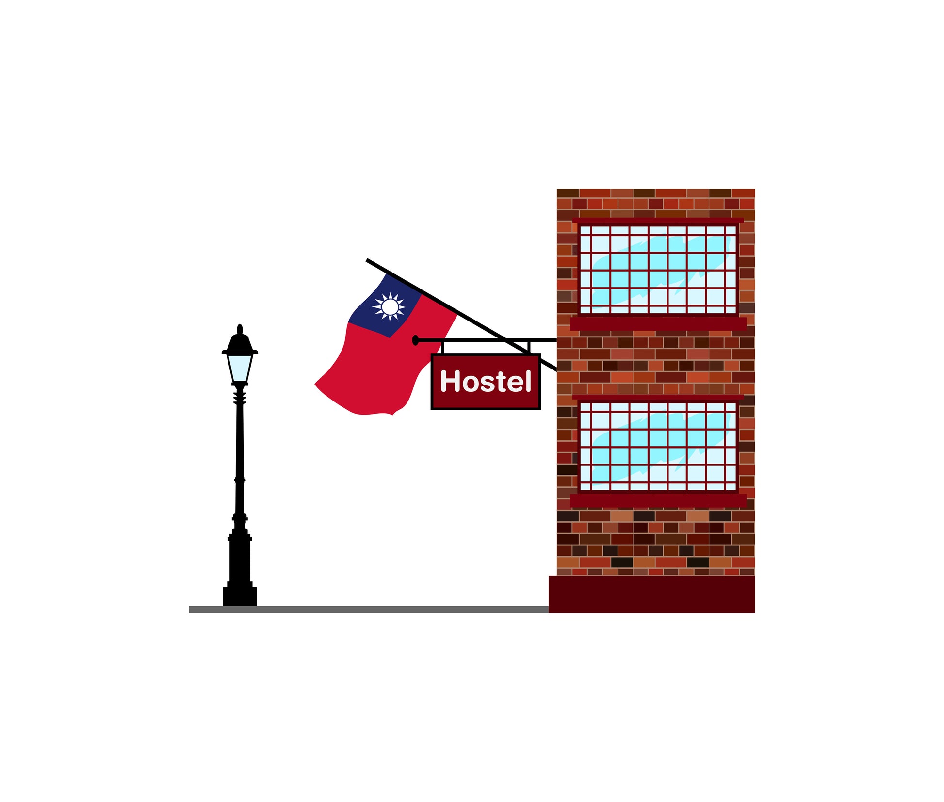 Taiwan World Hostels Vector Illustrations | Hostel Buildings & Accommodation Collection