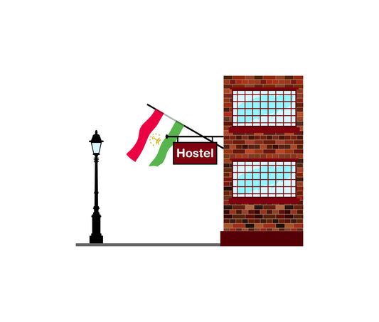 Tajikistan Hostels Hotel Vector Illustration