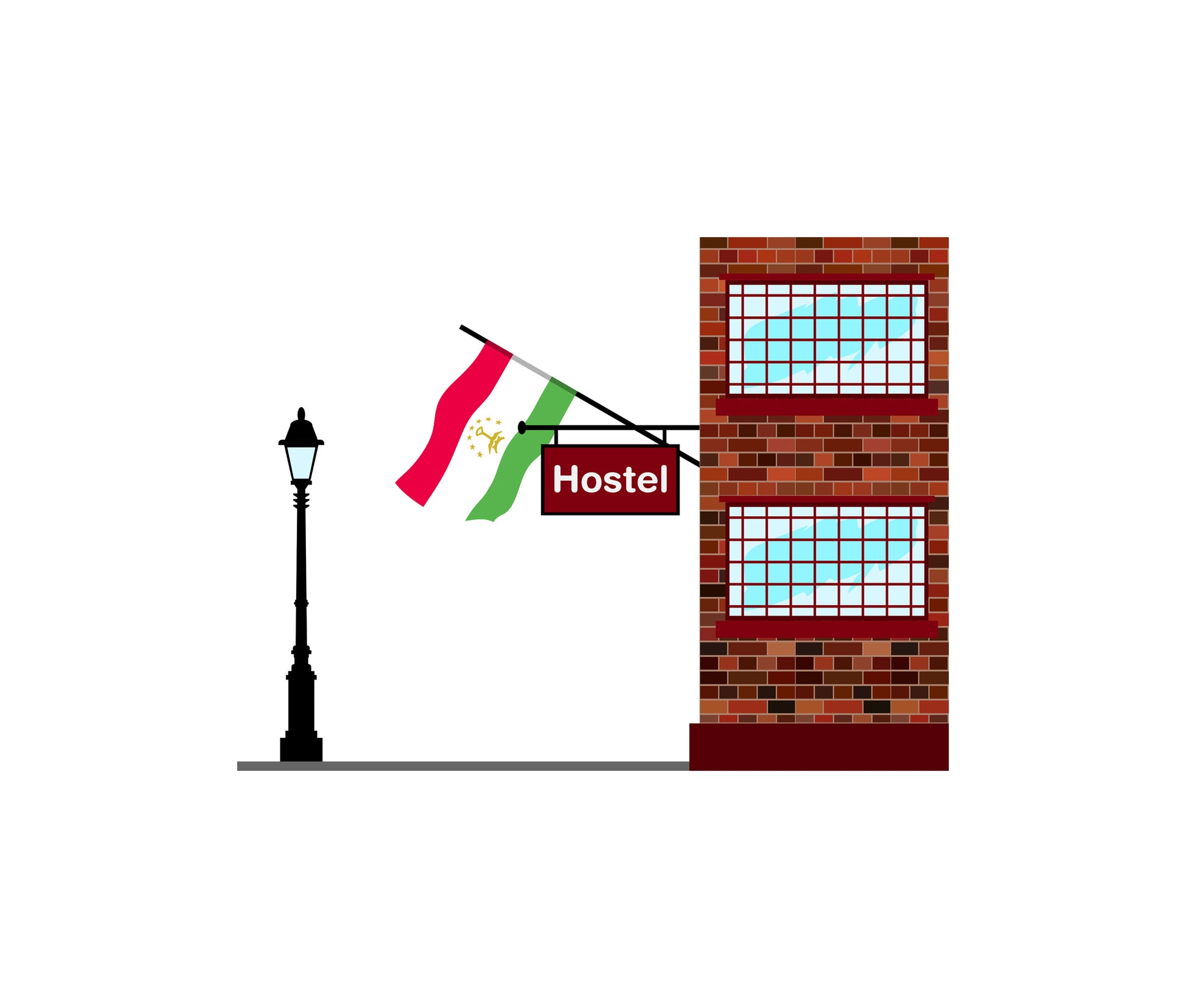 Tajikistan World Hostels Vector Illustrations | Hostel Buildings & Accommodation Collection