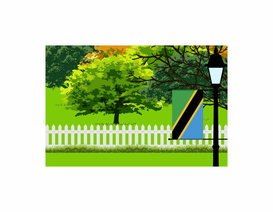Tanzania Home Town Trees Landscape Moon Night Vector Illustrations