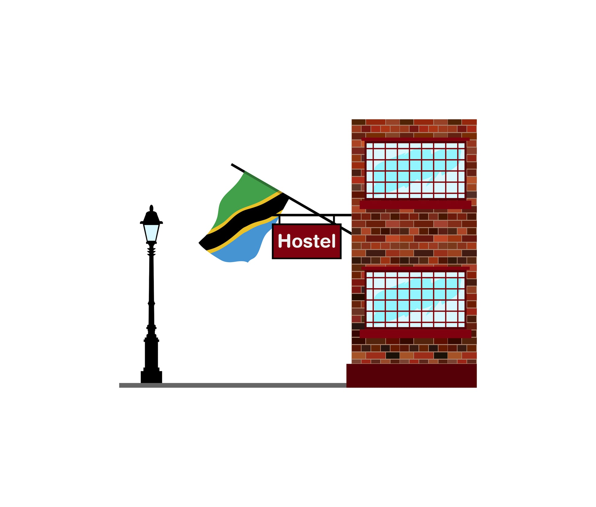 Tanzania World Hostels Vector Illustrations | Hostel Buildings & Accommodation Collection