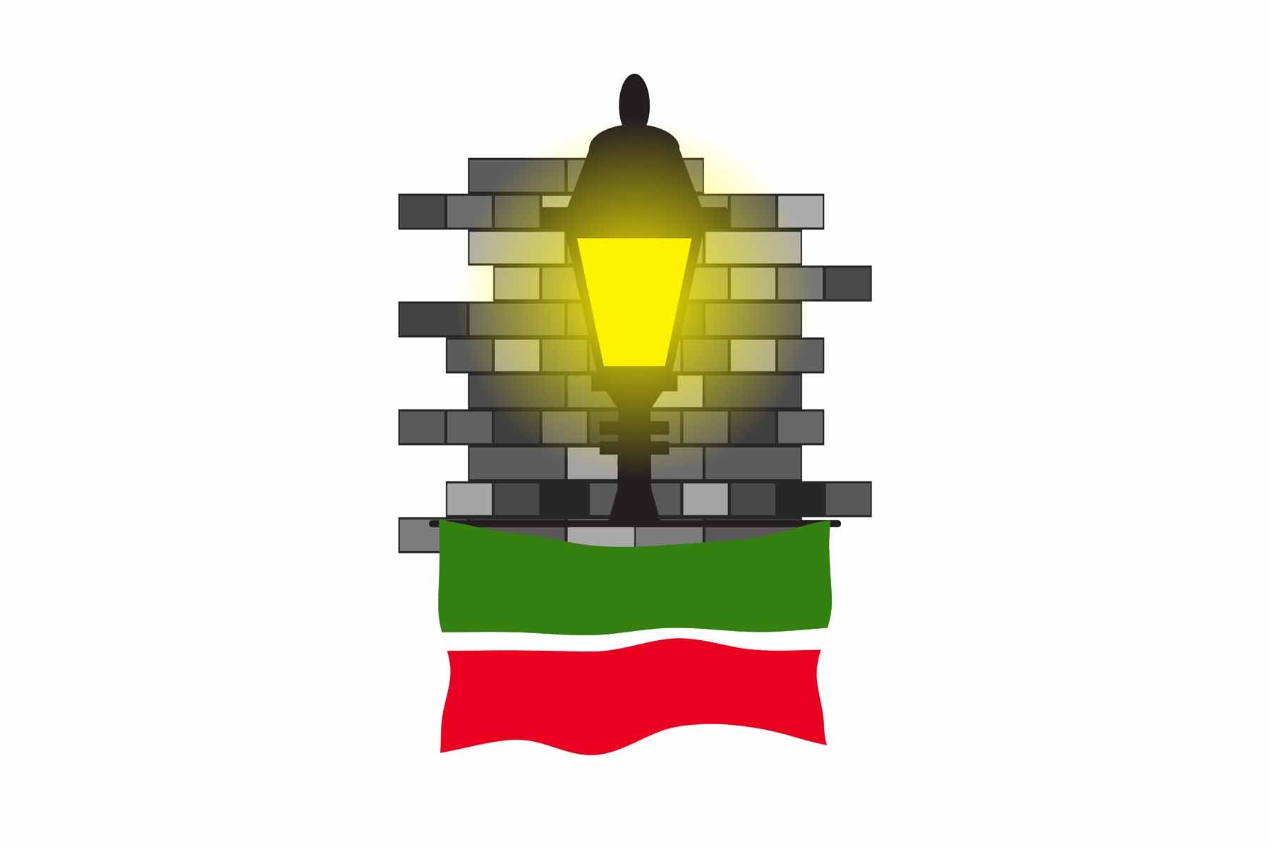Tatarstan World Street Lamp Bricks Dark Night Vector Illustrations | Moonlit Urban Landscape Collection