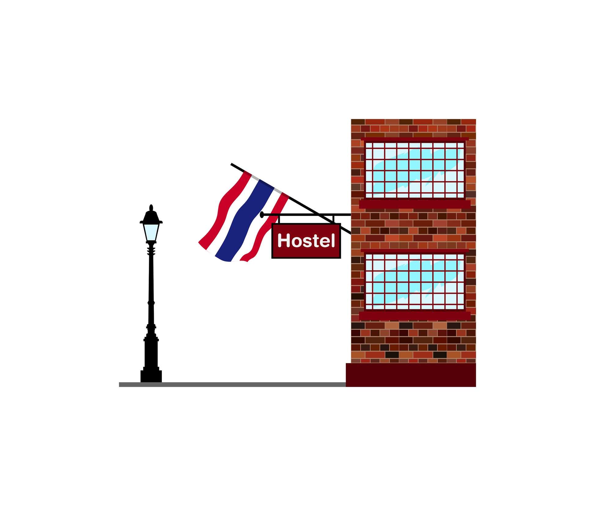 Thailand World Hostels Vector Illustrations | Hostel Buildings & Accommodation Collection