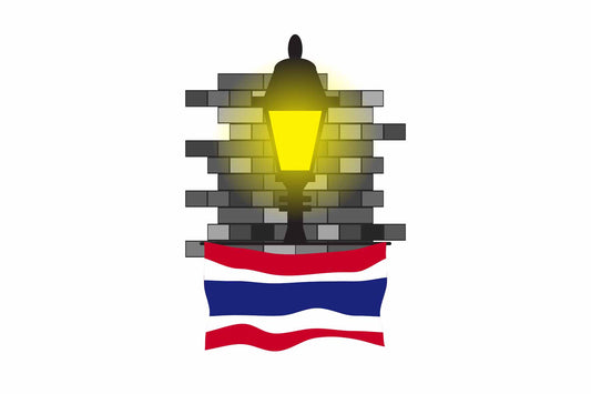Thailand World Street Lamp Bricks Dark Night Vector Illustrations | Moonlit Urban Landscape Collection