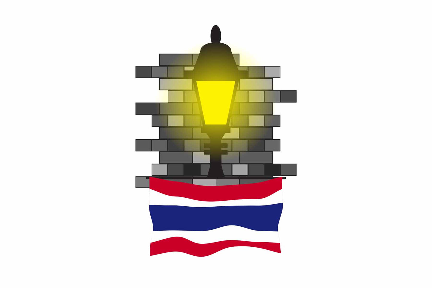 Thailand World Street Lamp Bricks Dark Night Vector Illustrations | Moonlit Urban Landscape Collection