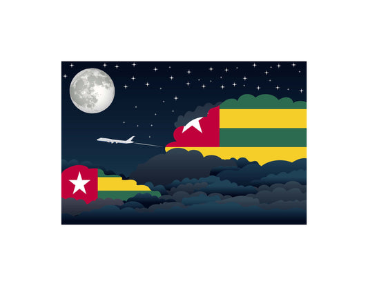 Togo Night Clouds Airplane Airport Flight Vector Illustration