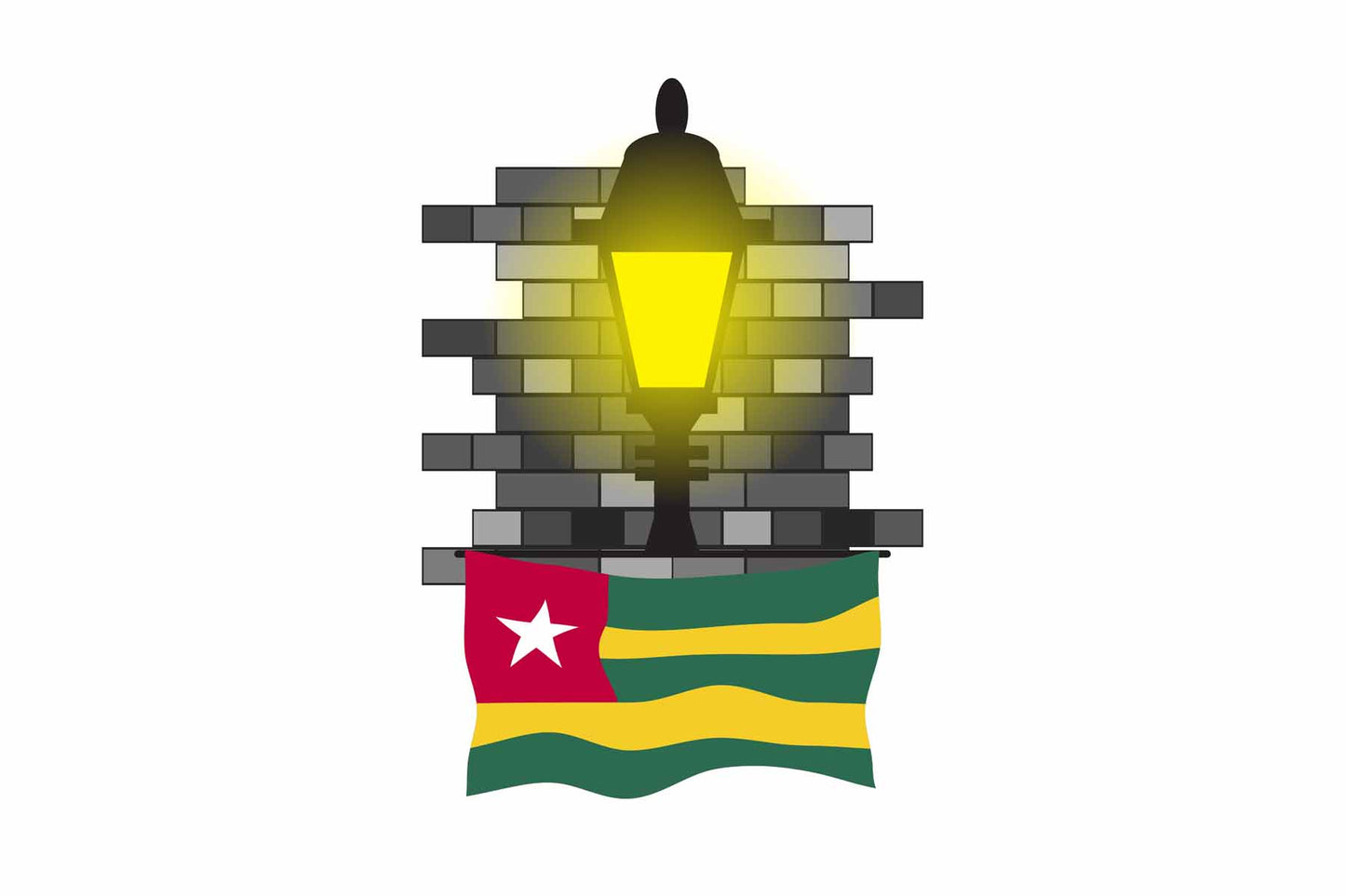 Togo World Street Lamp Bricks Dark Night Vector Illustrations | Moonlit Urban Landscape Collection