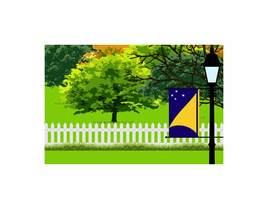 Tokelau Home Town Trees Landscape Moon Night Vector Illustrations