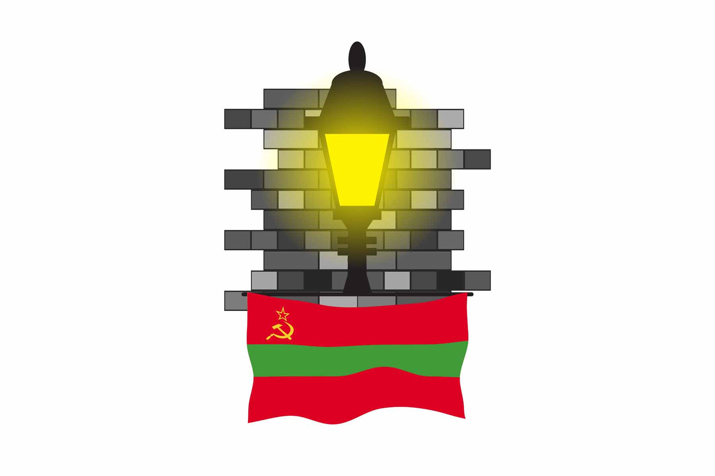 Transnistria World Street Lamp Bricks Dark Night Vector Illustrations | Moonlit Urban Landscape Collection