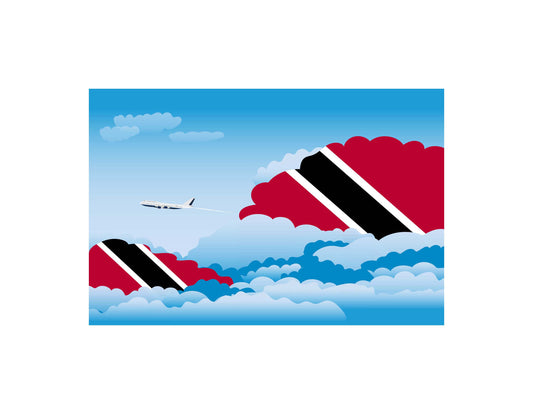Trinidad and Tobago Day Clouds Airplane Airport Flight Vector Illustration