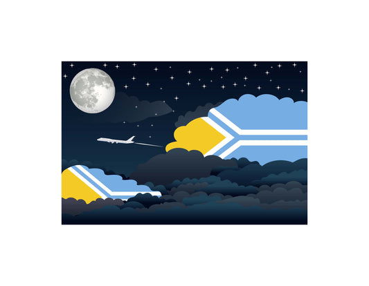 Tuva Night Clouds Airplane Airport Flight Vector Illustration