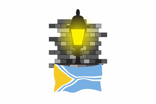 Tuva Flag Street Lamp Bricks Vector Illustration