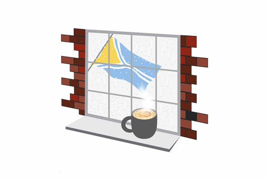 Tuva Coffee Rain Window Vector Illustration | Cozy Café Scene
