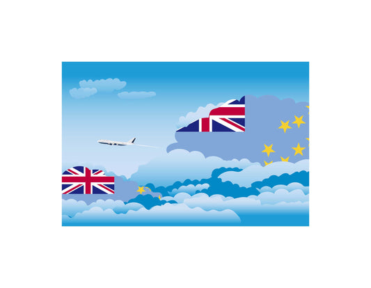 Tuvalu Day Clouds Airplane Airport Flight Vector Illustration