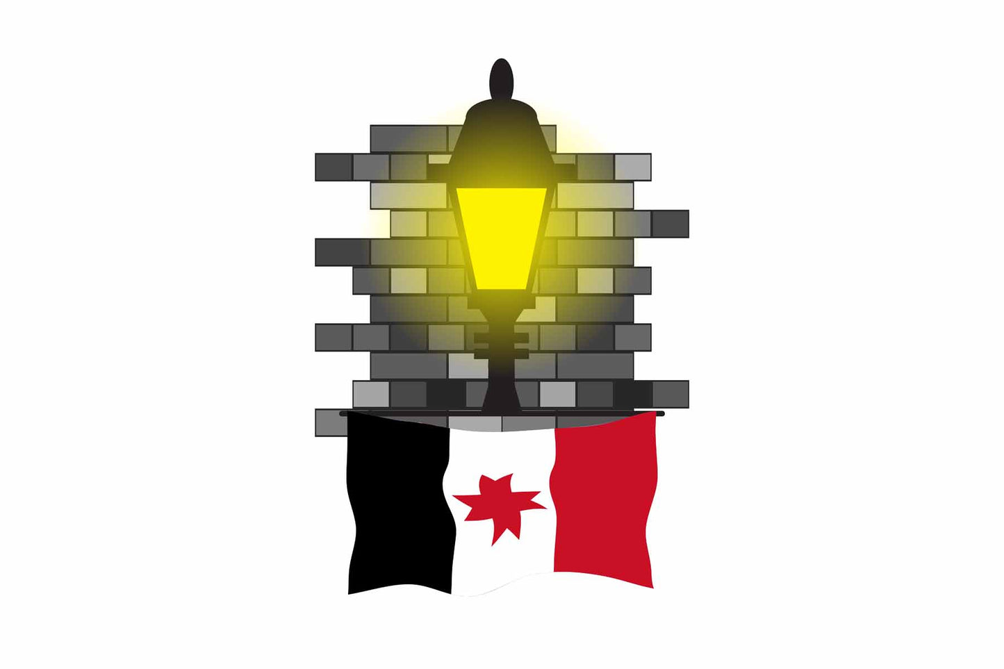 Udmurtia World Street Lamp Bricks Dark Night Vector Illustrations | Moonlit Urban Landscape Collection