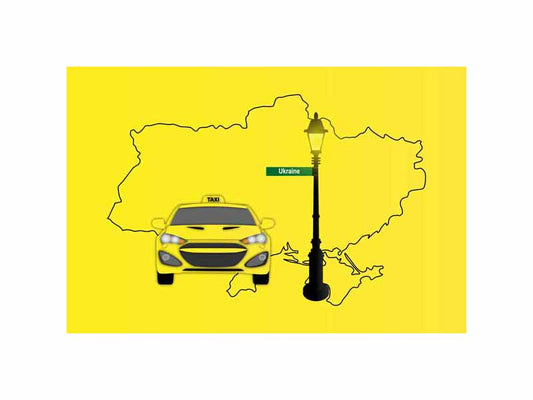 Ukraine World Yellow Taxi Vector Illustrations | Iconic Taxi & Urban Transportation Collection
