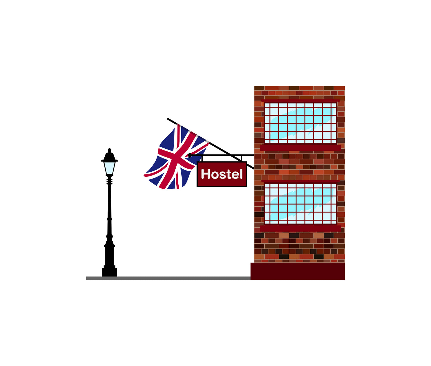 United Kingdom Hostels Hotel Vector Illustration
