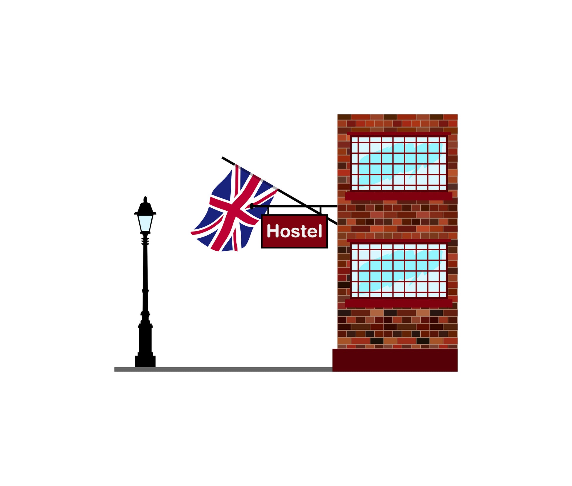 United Kingdom World Hostels Vector Illustrations | Hostel Buildings & Accommodation Collection