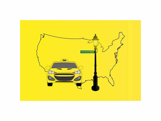 USA World Yellow Taxi Vector Illustrations | Iconic Taxi & Urban Transportation Collection