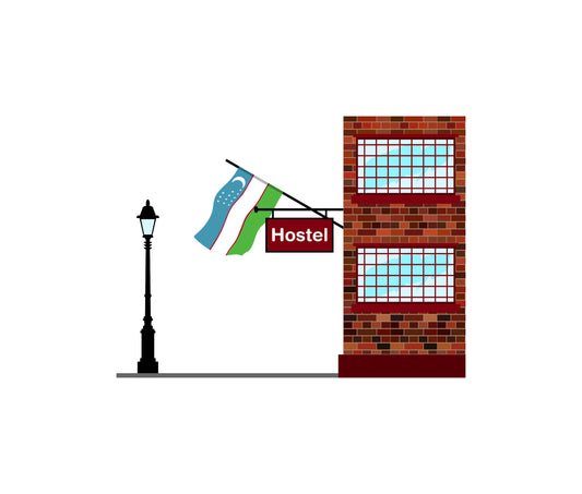 Uzbekistan Hostels Hotel Vector Illustration