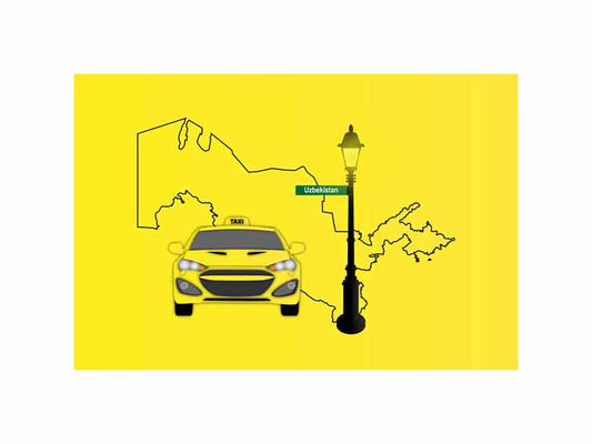 Uzbekistan World Yellow Taxi Vector Illustrations | Iconic Taxi & Urban Transportation Collection