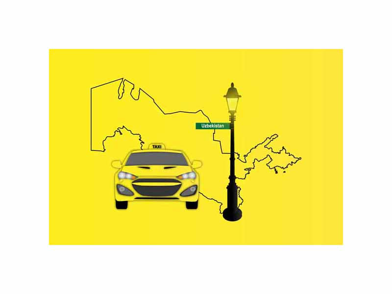 Uzbekistan Taxi Yellow Vector Illustration