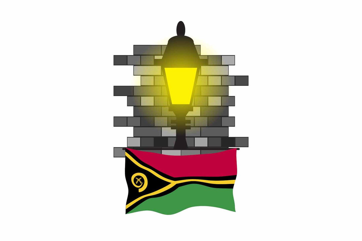 Vanuatu World Street Lamp Bricks Dark Night Vector Illustrations | Moonlit Urban Landscape Collection