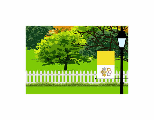 Vatican City Holy See Trees Street Lamp Vector Illustration