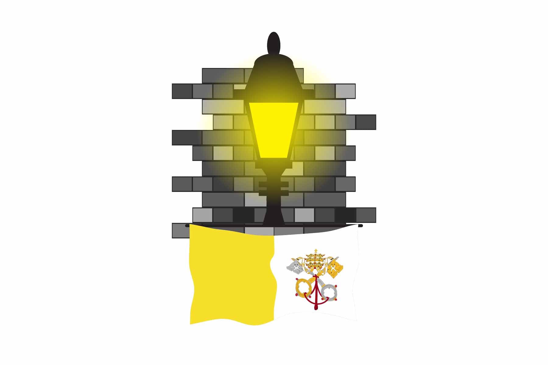 Vatican City Holy See World Street Lamp Bricks Dark Night Vector Illustrations | Moonlit Urban Landscape Collection