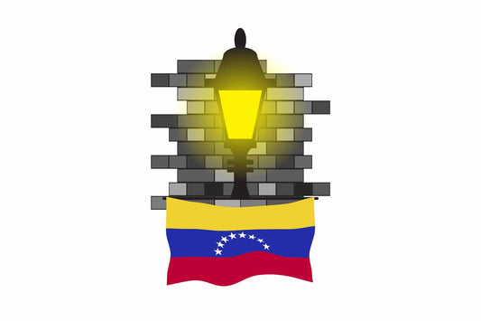 Venezuela World Street Lamp Bricks Dark Night Vector Illustrations | Moonlit Urban Landscape Collection