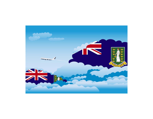 Virgin Islands UK Day Clouds Airplane Airport Flight Vector Illustration