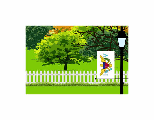 Virgin Islands US Trees Street Lamp Vector Illustration