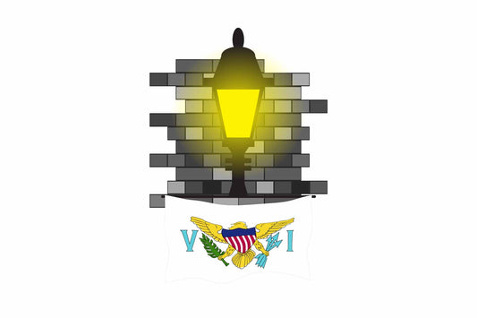 Virgin Islands US World Street Lamp Bricks Dark Night Vector Illustrations | Moonlit Urban Landscape Collection