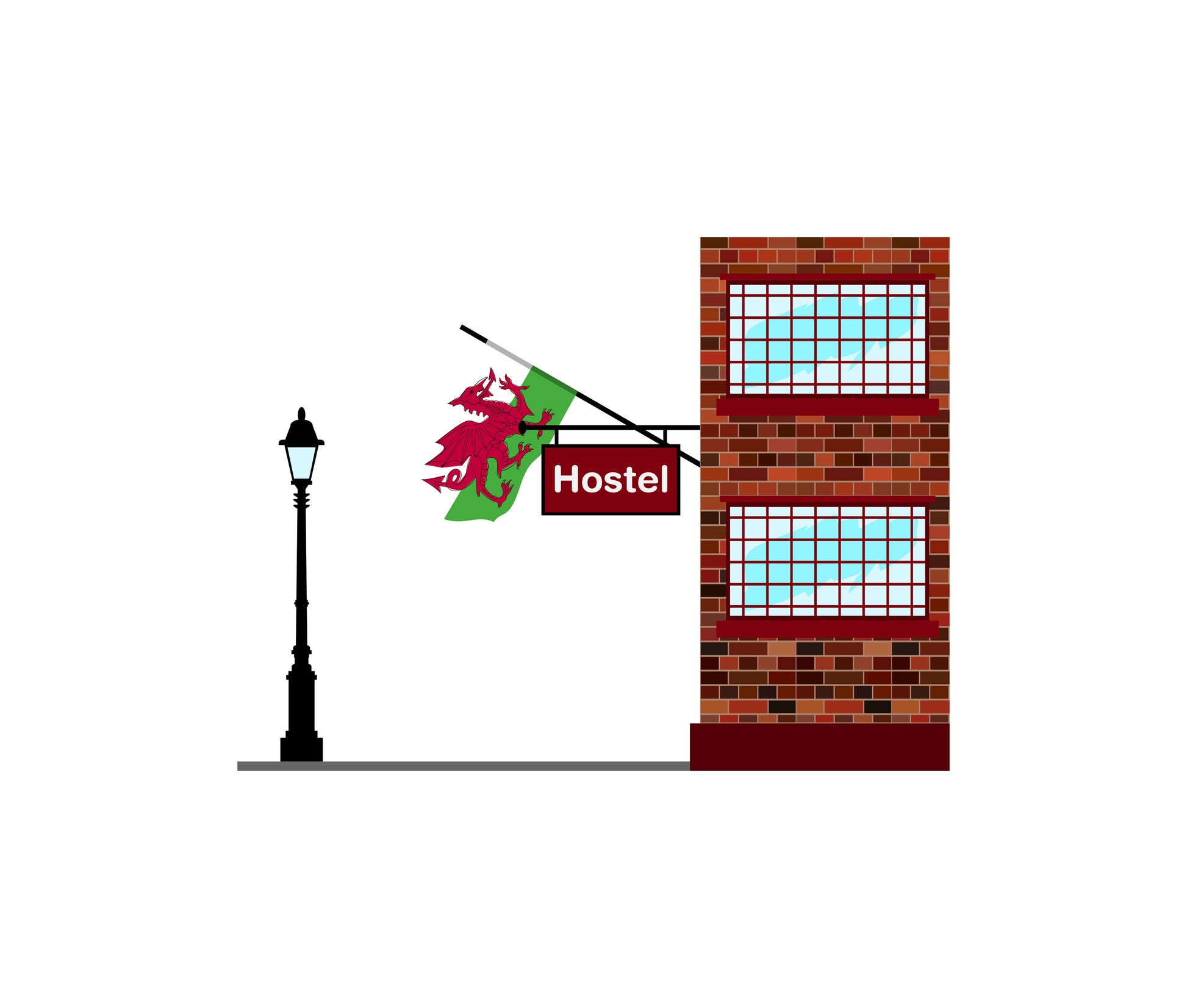 Wales Hostels Hotel Vector Illustration