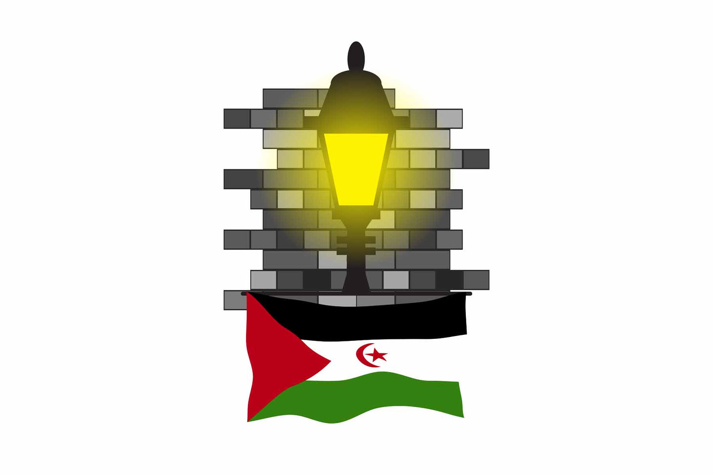 Western Sahara World Street Lamp Bricks Dark Night Vector Illustrations | Moonlit Urban Landscape Collection
