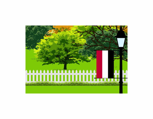Yemen Trees Street Lamp Vector Illustration