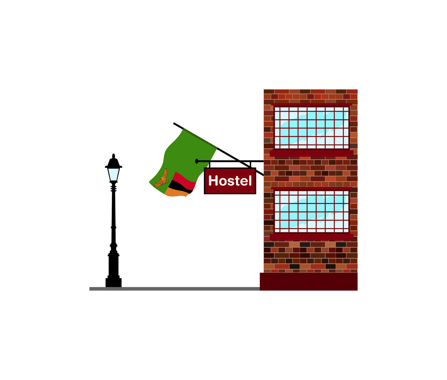 Zambia World Hostels Vector Illustrations | Hostel Buildings & Accommodation Collection
