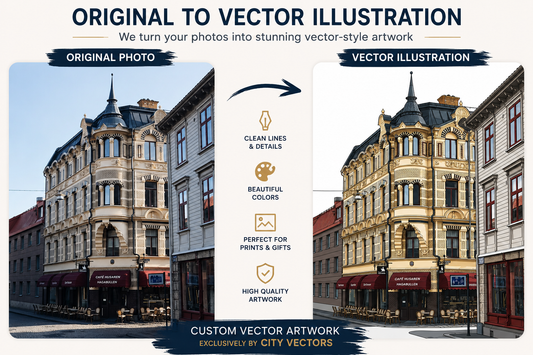 Custom Building Photo to Vector-Style Artwork (JPG) | City Vectors