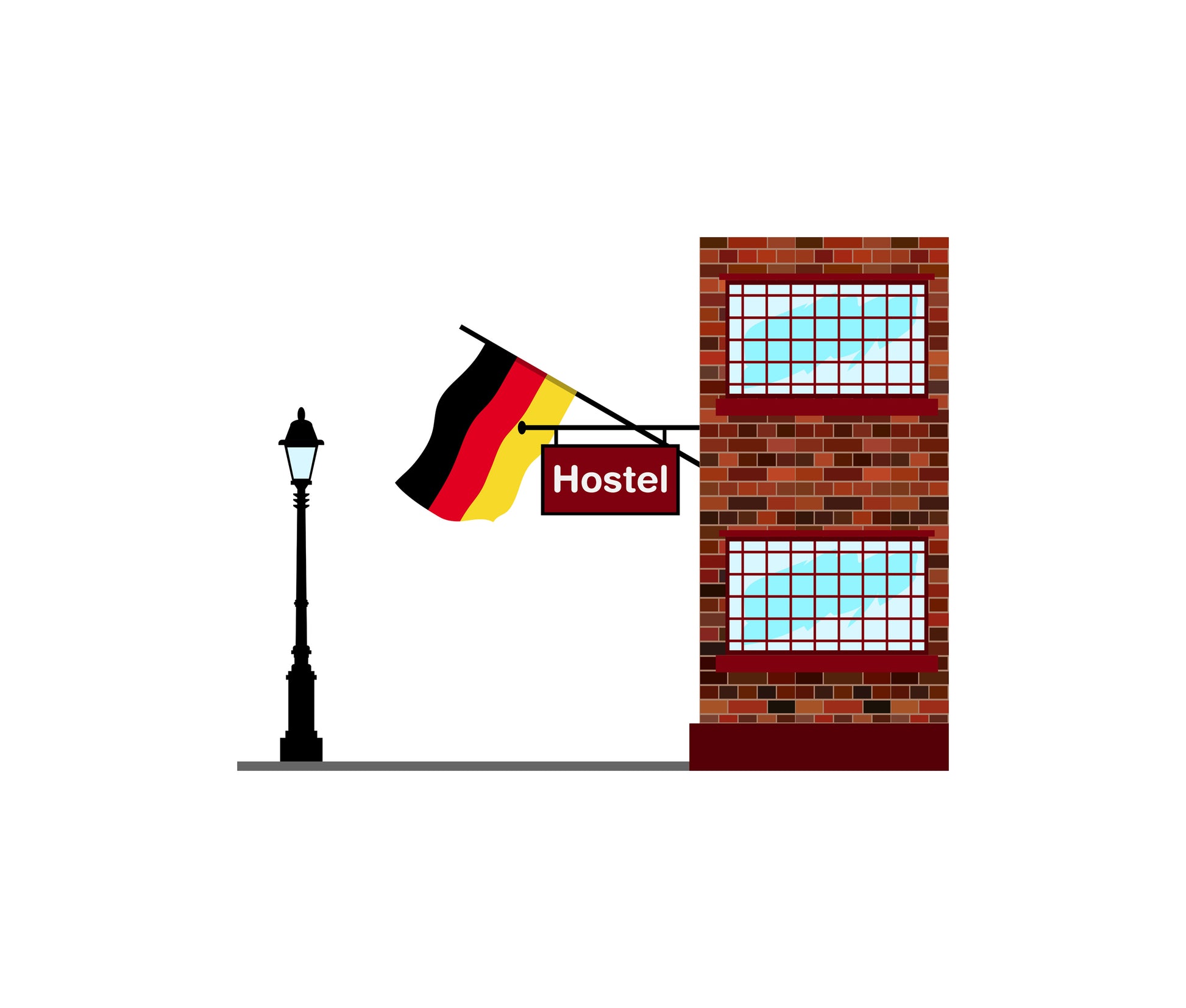 Germany Hostels Hotel Vector Illustration