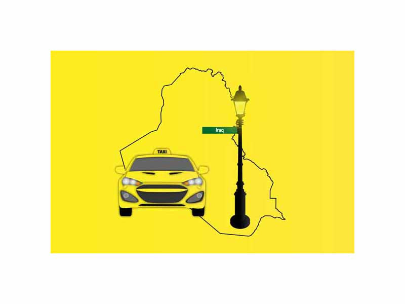 Iraq Taxi Yellow Vector Illustration