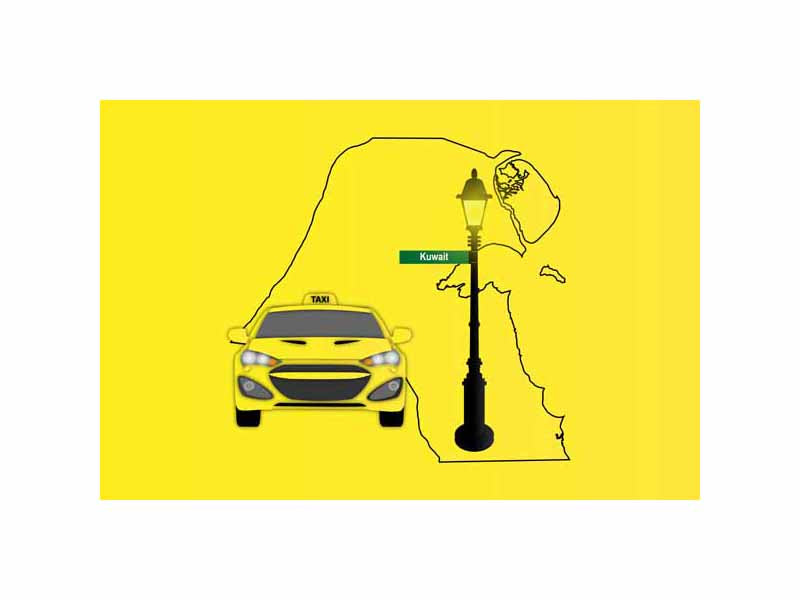 Kuwait Taxi Yellow Vector Illustration