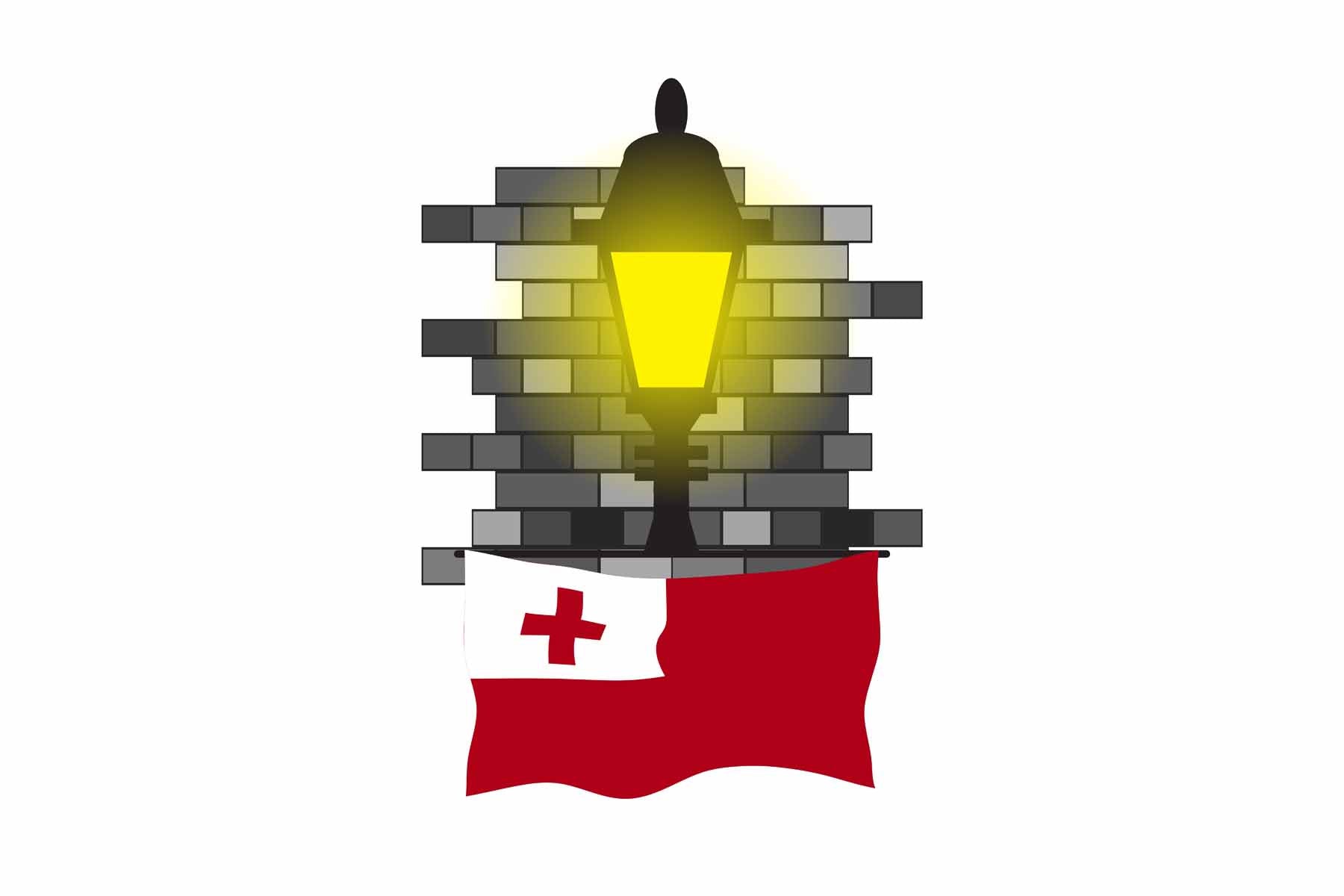 Tonga Flag Street Lamp Bricks Vector Illustration